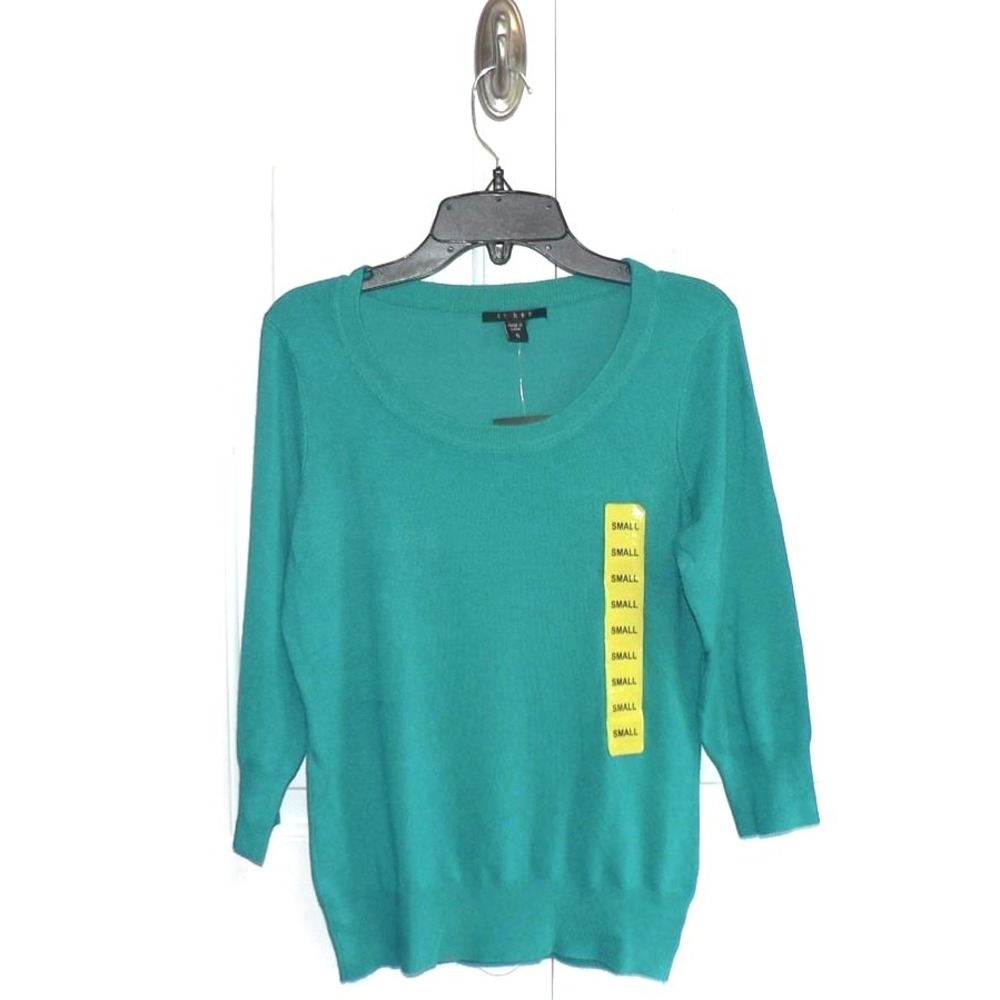 Cyrus Women's 3/4 Sleeve Scoop Neck Lightweight Sweater Teal‎ Small